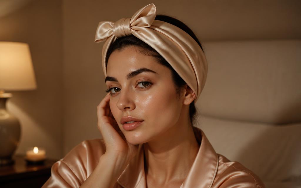 Silk or satin scarf at night